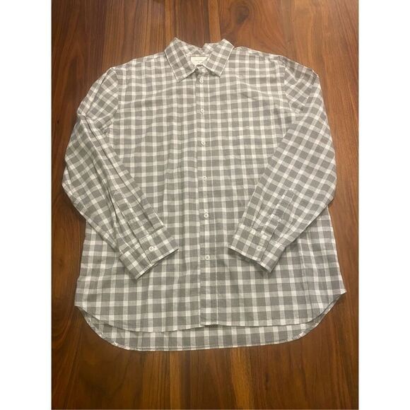 Billy Reid Men's Gray & White Gingham Cotton Standard Button Down Shirt XL - Picture 1 of 7
